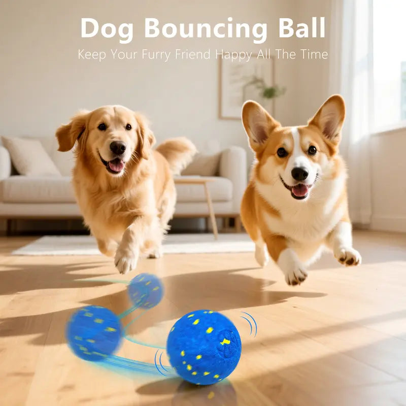 Fuufome Interactive Dog Toys Activated Auto Rolling Bouncing Ball, Durable Chewable Reaction Exercise Ball, 3.1 Inch, Type-C Rechargeable Spring-Style for Small/Medium/Large Dogs