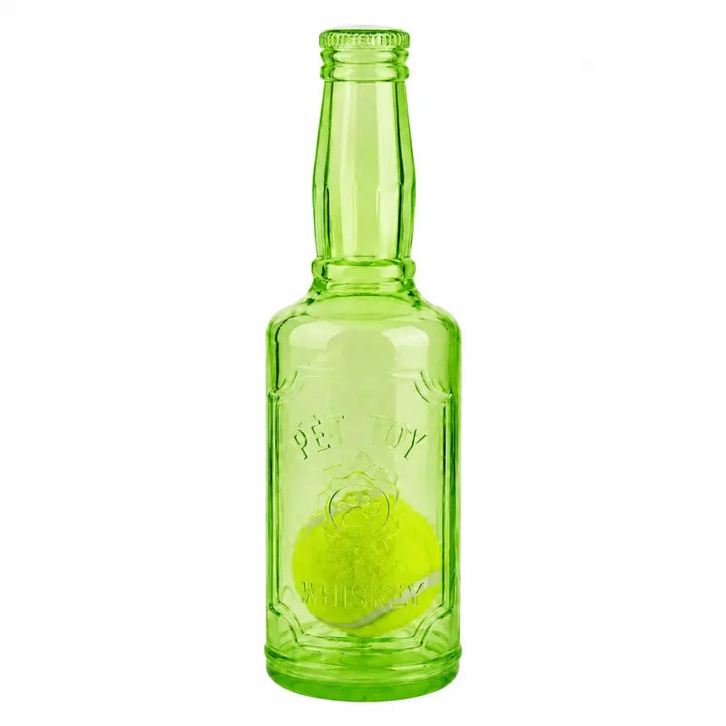 1Pc TPR Plastic Bottle-Shaped Playful Dog Chew Toy with Tennis Ball, Interactive Fetch-Tug Toy for Small/Medium Dogs, Durable for Teeth Relief, Indoor-Outdoor Use