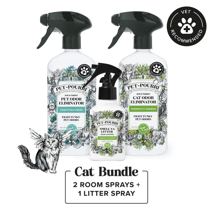 Pet~Pourri Ultimate Cat Odor Kit – 2 Room Sprays + Litter Spray
