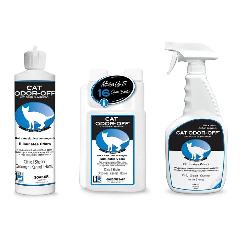 Cat Odor-Off Concentrate Pet Smell Odor Eliminator Bundle – Cat Odor Remover Concentrate for Pet Urine, Fresh or Original Scent 3 Piece Kit