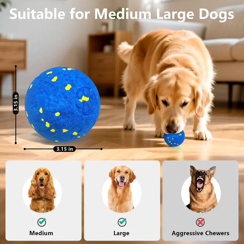 Fuufome Interactive Dog Toys Activated Auto Rolling Bouncing Ball, Durable Chewable Reaction Exercise Ball, 3.1 Inch, Type-C Rechargeable Spring-Style for Small/Medium/Large Dogs