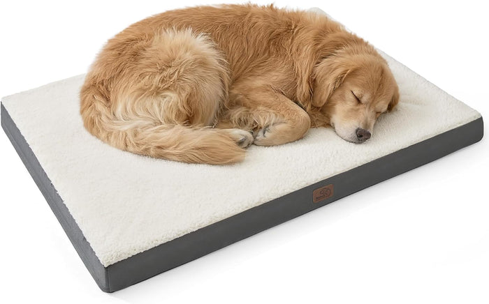 XL Sherpa Dog Bed with Egg Crate Foam, 44" x 32" Grey