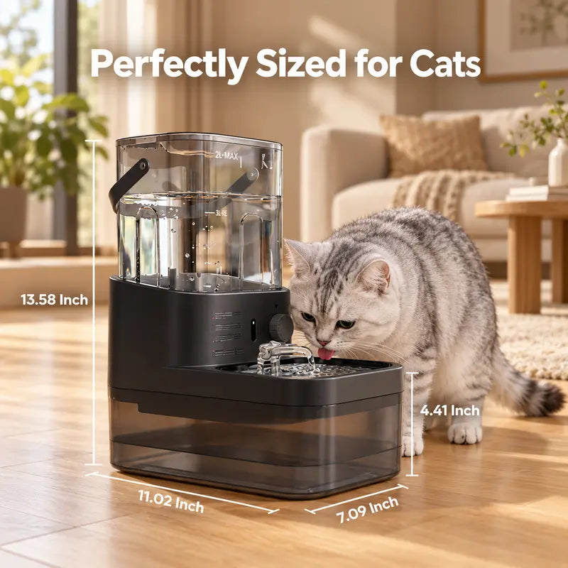Automatic Cat & Dog Water Dispenser Filterless Wireless Water Fountain, Motion Sensor Activated Pet Water Dispenser, 4000Mah Rechargeable, 304 Stainless Steel Bowl, Gravity Refill, Wastewater Separationr Tanks,Gravity Water Refill,Stainless Steel Bowls