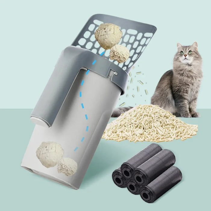 Cat Litter Scoop with Built-In Bag Holder