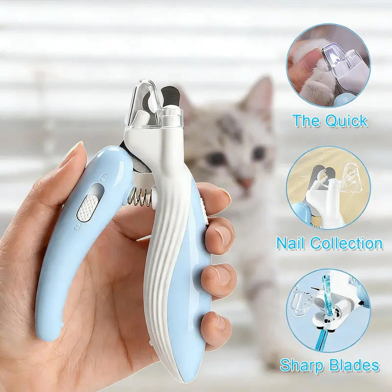 LED Pet Nail Clippers Professional Stainless Steel Trimmer with Built-In LED Light Max 0.24" Aperture, Quick-Sensor Safety Stop, Comfortable Non-Slip Grip for Small Dogs Cats Rabbits Puppies