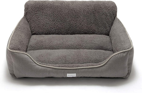 Washable Rectangle Dog Bed with Anti-Slip Bottom, Grey
