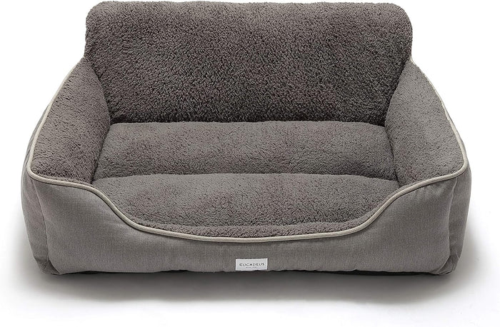 Washable Rectangle Dog Bed with Anti-Slip Bottom, Grey