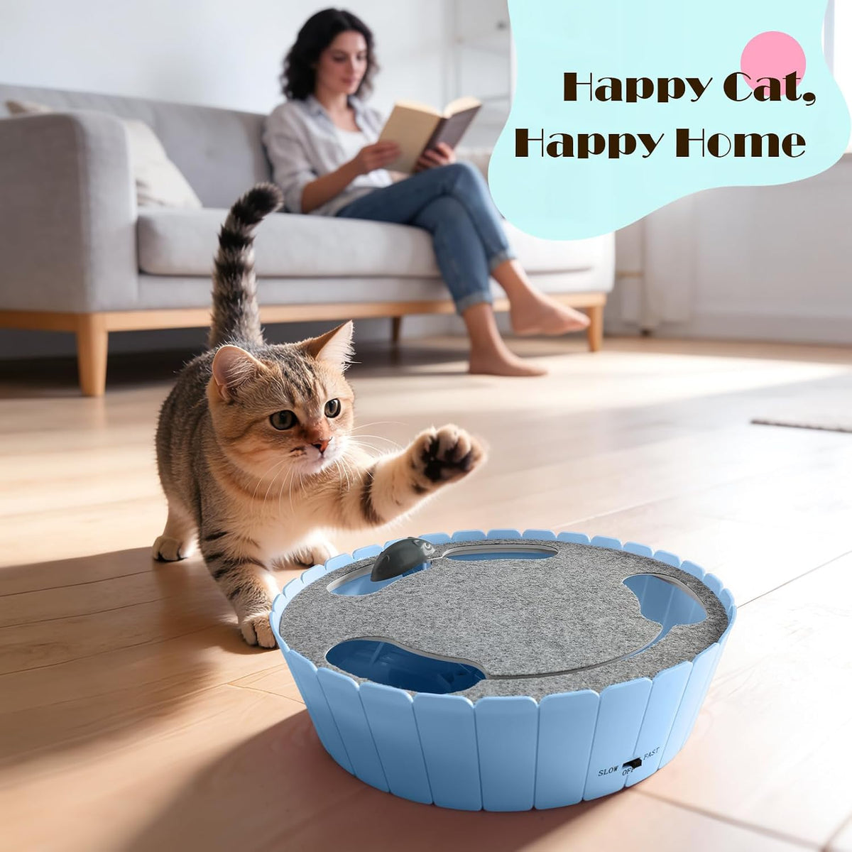 Interactive Cat Toy with Running Mouse, Automatic Track Kitten Toy
