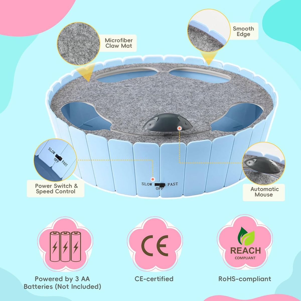 Interactive Cat Toy with Running Mouse, Automatic Track Kitten Toy