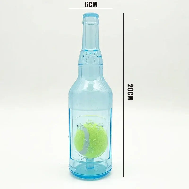 1Pc TPR Plastic Bottle-Shaped Playful Dog Chew Toy with Tennis Ball, Interactive Fetch-Tug Toy for Small/Medium Dogs, Durable for Teeth Relief, Indoor-Outdoor Use