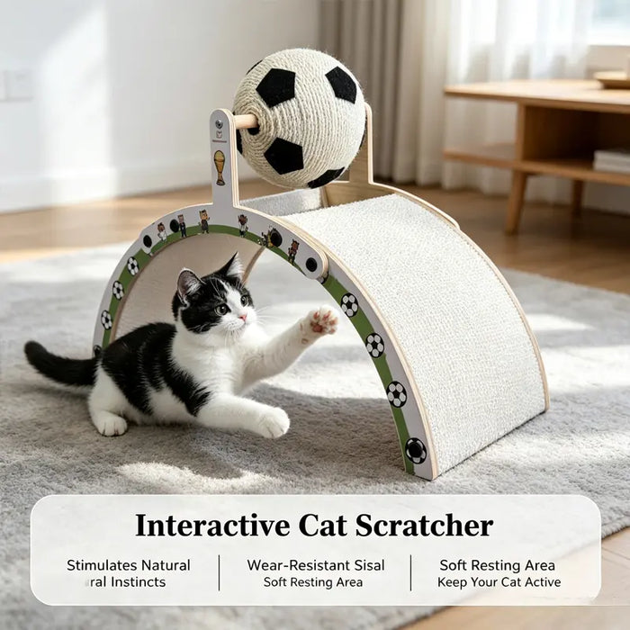 Wooden Arch Cat Scratcher with Rotating Ball