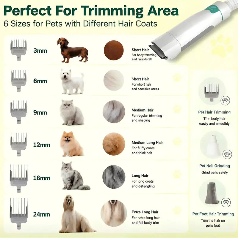 7-In-1 Pet Grooming Vacuum with Elevated Convective Chassis, Anti-Vibration Dog Hair Vacuum for Tabletop Stability