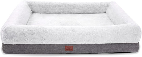 Orthopedic Bolster Dog Bed for Medium Dogs, 31" x 25" Gray