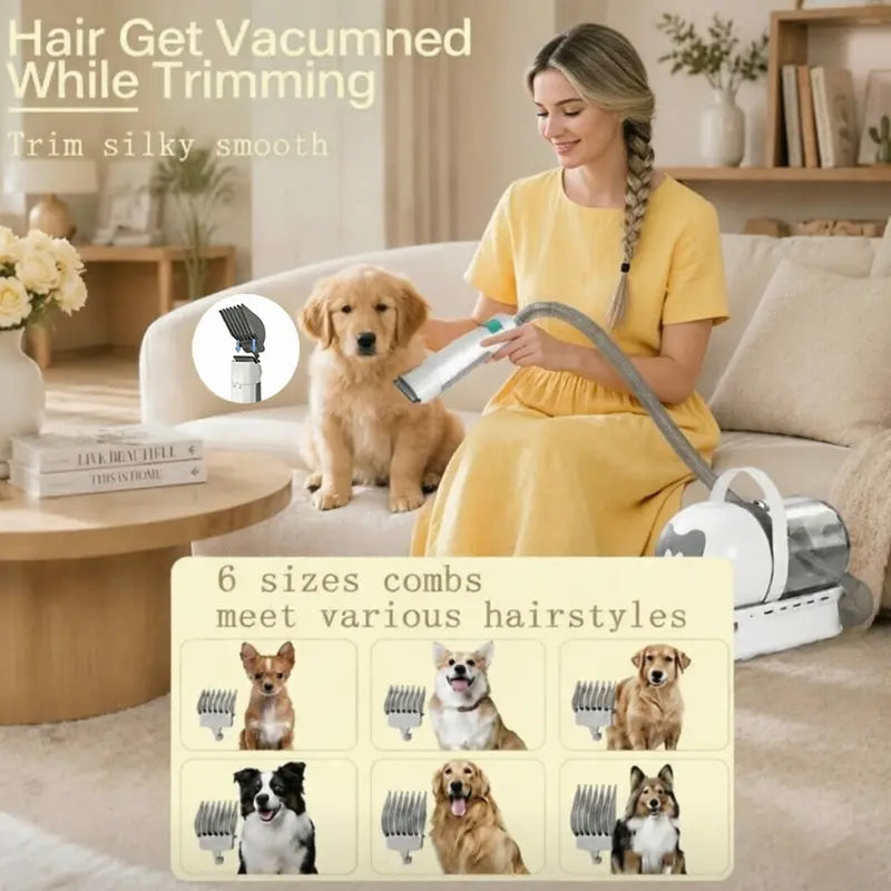 7-In-1 Pet Grooming Vacuum with Elevated Convective Chassis, Anti-Vibration Dog Hair Vacuum for Tabletop Stability