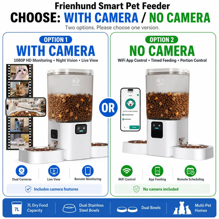 Frienhund Smart Pet Feeder, 7L – With or Without Camera