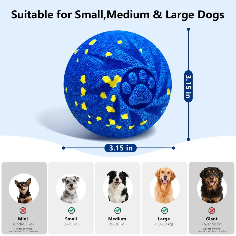 Fuufome Interactive Dog Toys Activated Auto Rolling Bouncing Ball, Durable Chewable Reaction Exercise Ball, 3.1 Inch, Type-C Rechargeable Spring-Style for Small/Medium/Large Dogs