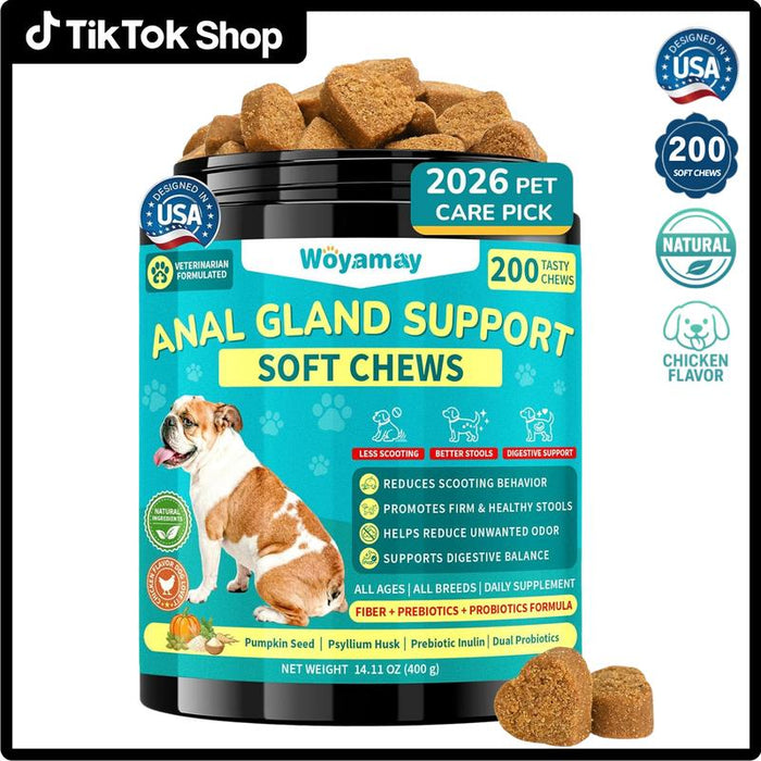 Woyamay Anal Gland Soft Chews for Dogs, Chicken Flavor