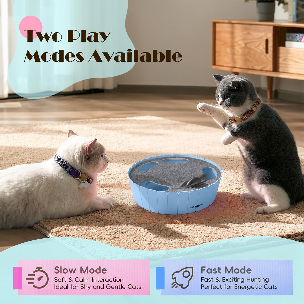 Interactive Cat Toy with Running Mouse, Automatic Track Kitten Toy