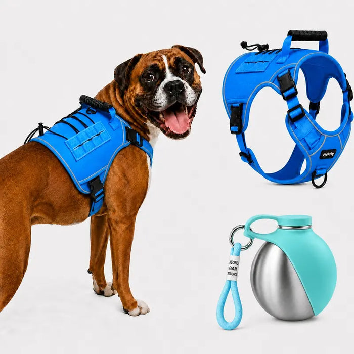 HELETY Tactical Dog Harness Set with Water Bottle