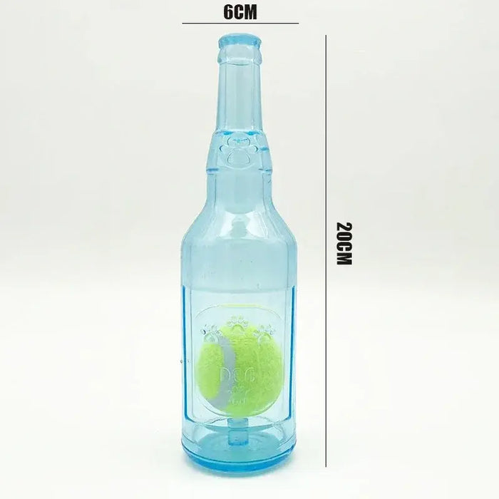 Bottle-Shaped Dog Chew Toy with Tennis Ball