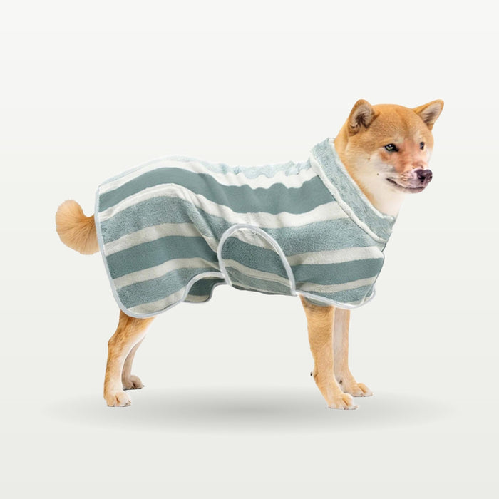Quick-Dry Striped Dog Bathrobe – Microfiber